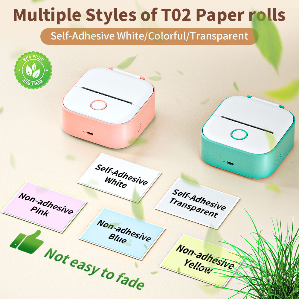 Portable Bluetooth Thermal Label Printer with Self-Adhesive Thermal Papers