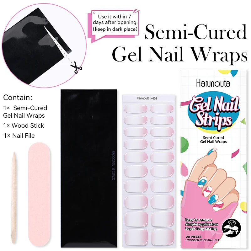 20 Tips Glitter Lines Semi-Cured Gel Nail Sticker