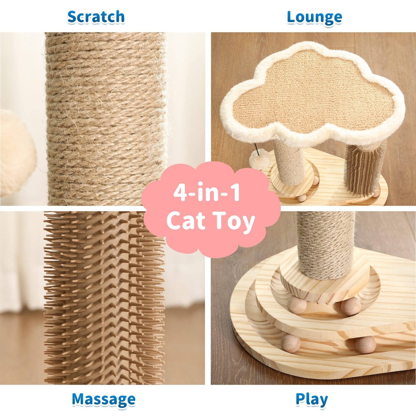 Mewoofun Cat Toys Roller Natural Sisal Scratcher